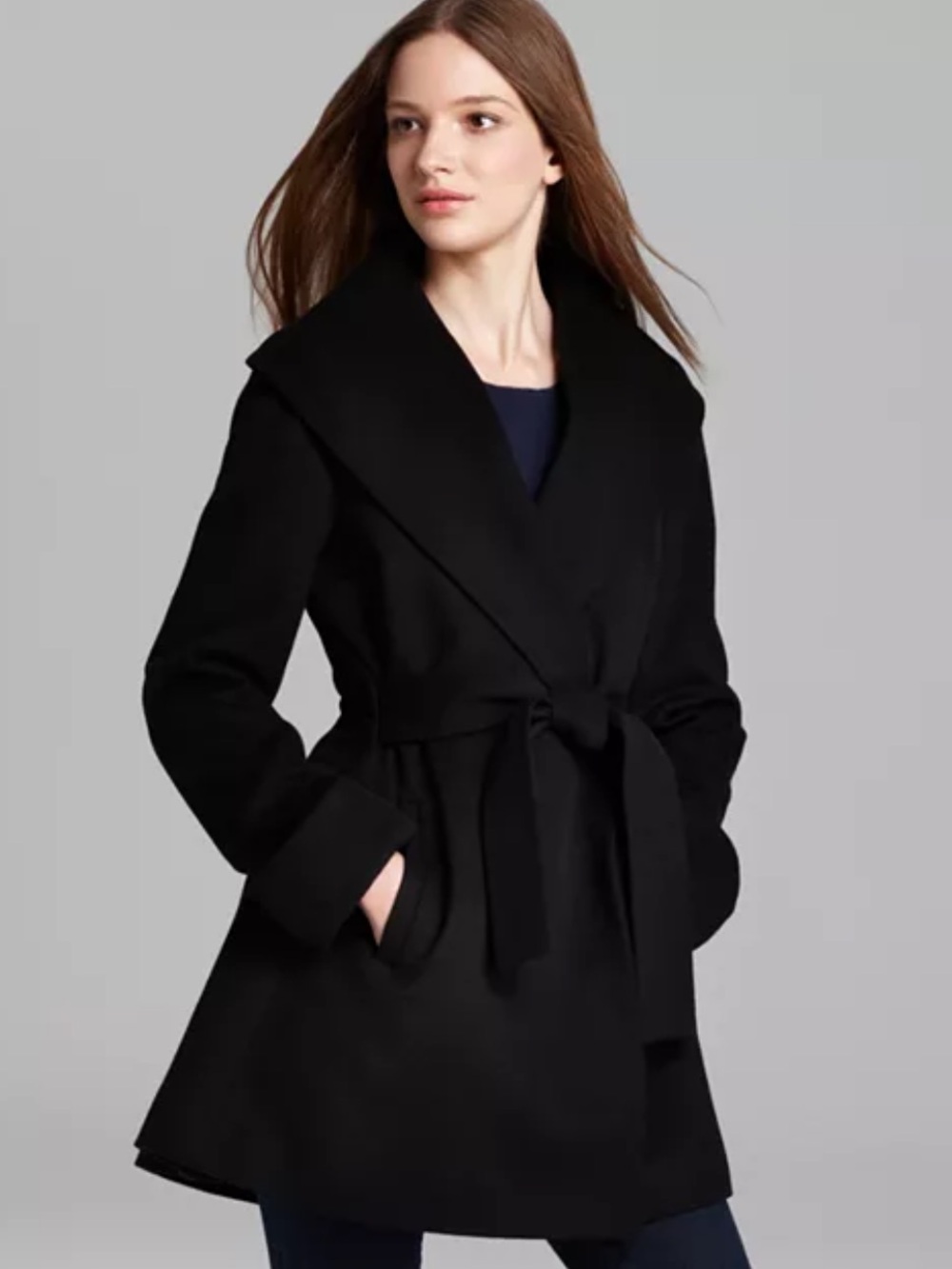 Trina Turk Black Wrap Coat - Size 6